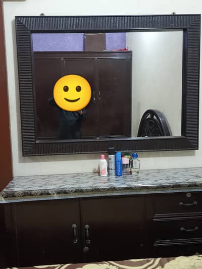 Dressing table mostly new completely wooden with Large size mirror