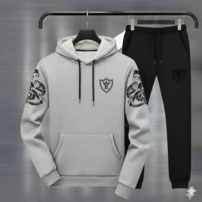 Men’s Winter Fleece Tracksuit - New Royal Crest Design Hoodie & Trouse