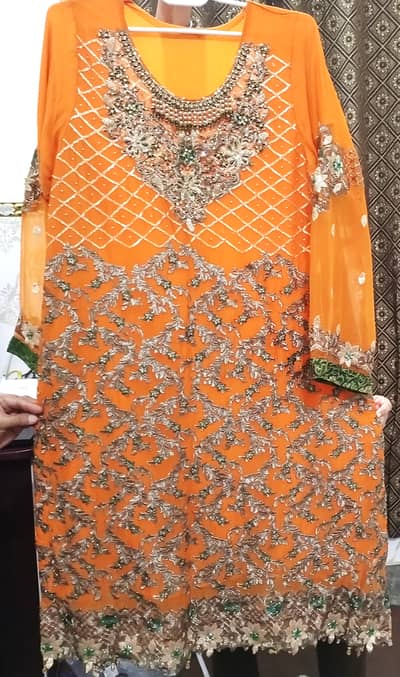 Three piece shiffon suit [Large Size]. Embroidery. One time used.