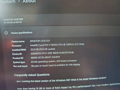 HP Elite book i7  8th generation