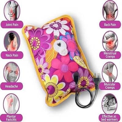 Electric Hot Water Bottle Heat Pad For Pain Relief - Multicolour