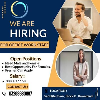we are hiring male and female staff for office