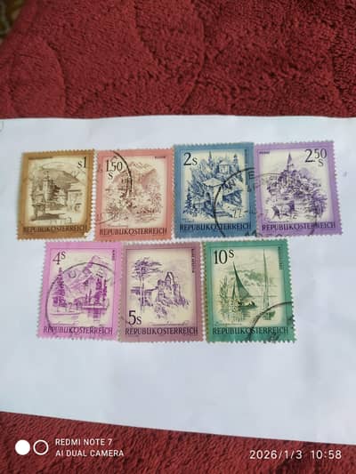 Set of 7 postage stamps of Austria