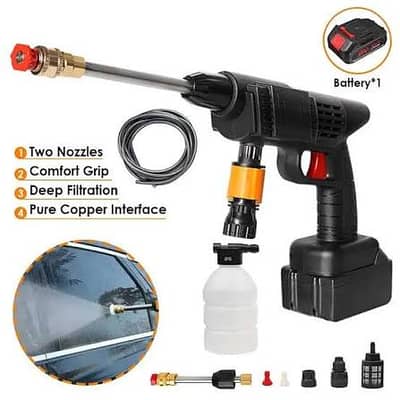 Cordless High Pressure Car Washer Gun | Rechargeable Battery | Foam B