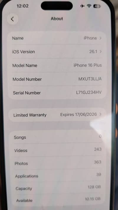 I phone 16 plus 128 jv