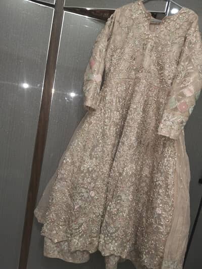 Luxury Hand-Embroidered Net Maxi / Formal Bridal Frock