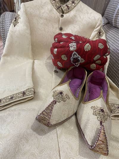 Groom sherwani with khussa & Turban- weeding dress