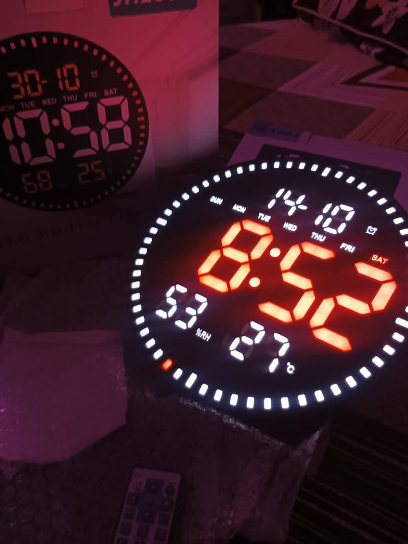Multifunction Large LED Desk Wall Clock with Temperature, Date and 16