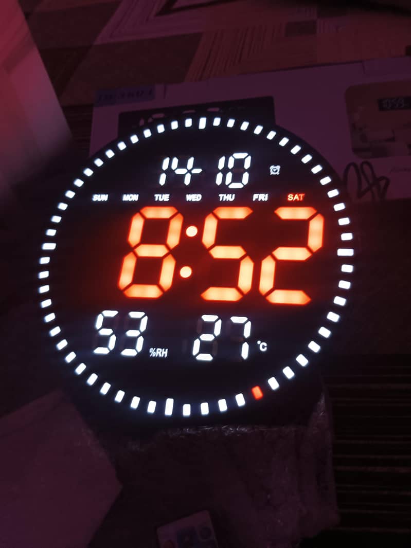 Multifunction Large LED Desk Wall Clock with Temperature, Date and 17