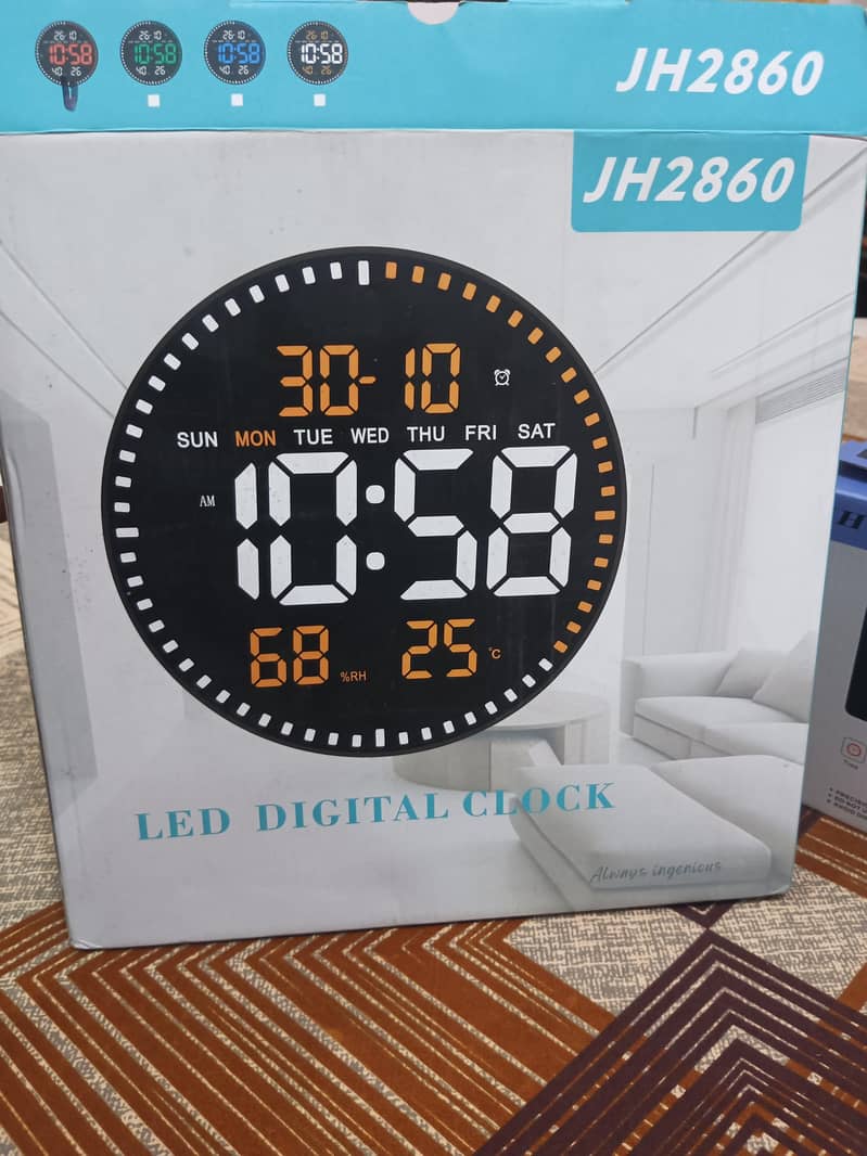 Multifunction Large LED Desk Wall Clock with Temperature, Date and 19