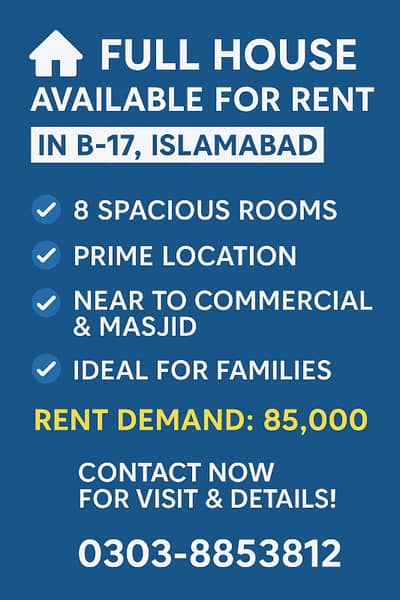 House available for rent in B-17