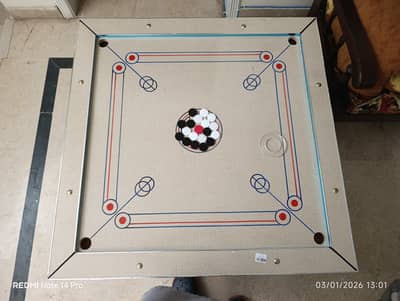 Strong Wooden Carrom Board 42"x42" with Drawer Pockets – Complete Set