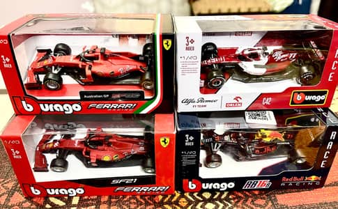 Bburago Orignal 1:43 Scale F1 cars Ferrari, Red Bull, Alpha Romeo