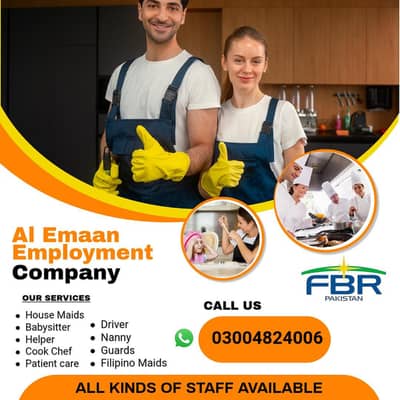 Cook Driver House Maid Baby Care Patient