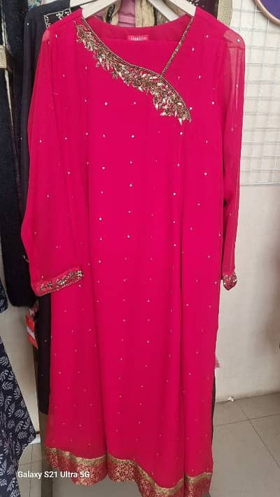 Red Chiffon with hand embroidery