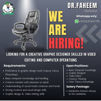 Hiring Staff for Company – Graphic Designer, Accountant, Video Editor