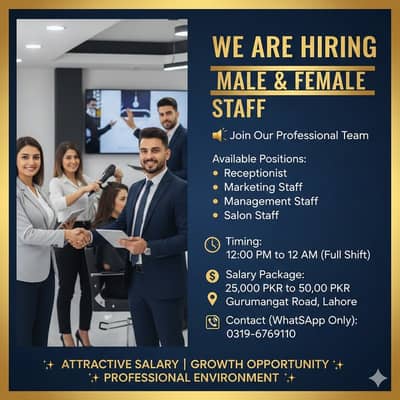 WE ARE HIRING – STAFF REQUIRED