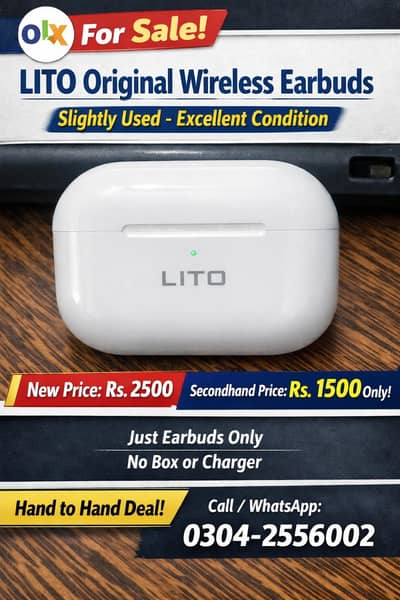 LITO Original Wireless Earbuds — Used | Rs 1500 Only