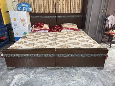 02 Single Bed with Mattress and 01 Side Table