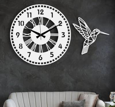 Modern Wall Clock with Geometric Bird Design – Silent Quartz, 18 Inch
