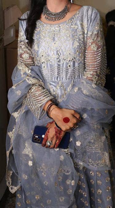 long maxi silver grey color