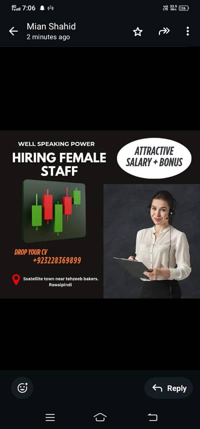 Jobs Haring For Female Staff