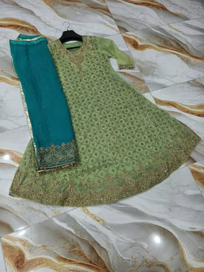 Fancy Chiffon Shirt Frock and Dupatta wedding dress.