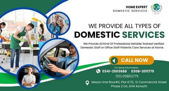 Maid/ Baby sitter / Cook / helper/ Patient care / Attendant / Driver