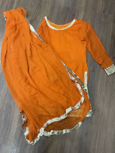 Orange kurti with dupatta