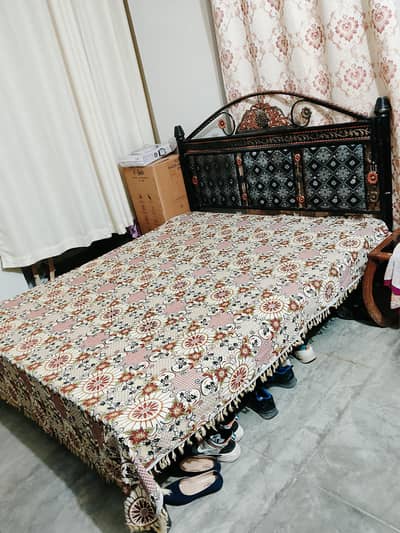 Iron double bed with mattress