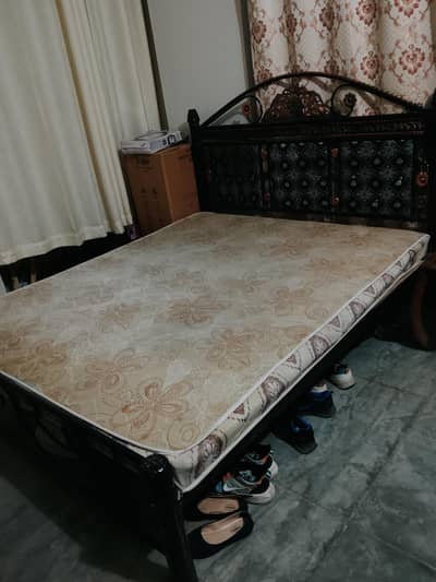 Iron double bed with mattress