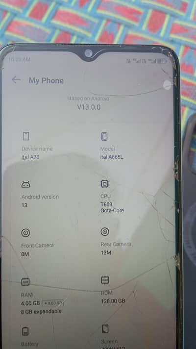 Itel a70 For Sell with box Used like new no repaired and no opend