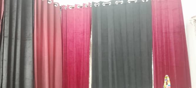 mehroon and black velvet curtains are for sale
