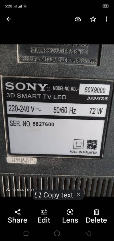 Sony bravia 50 ,,
