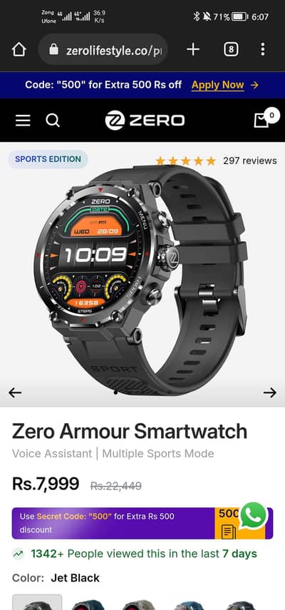 zero Armour smartwatch.  box pack han with official 1 year warranty.