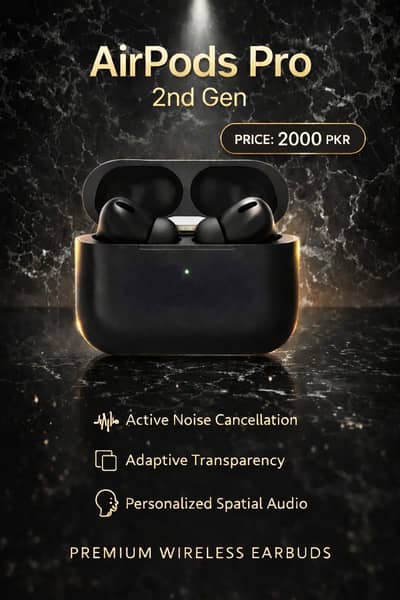 AirPods Pro 2nd Generation | Black Colour | 2000 PKR.