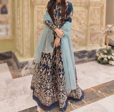 2pc Full Embroidered wedding formal maxi