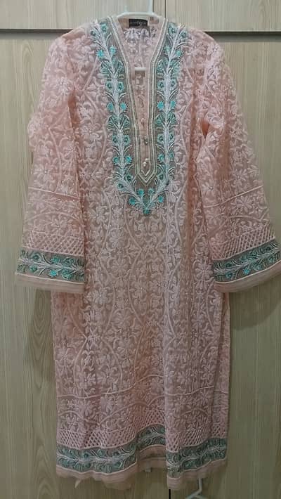 Agha Noor peach colour dress for sale