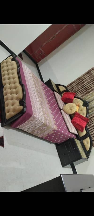 wooden bed set with dressing table