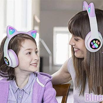 US ORIGINAL Bluetooth LED Cat Ear Headset – Super Cute RGB Lights | Heavy Bass | Crystal Clear Mic | Wireless Gaming & Music Headphones