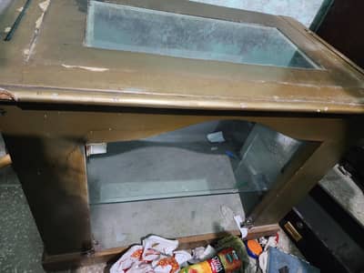 Led table or tv trolley original wooden with glass