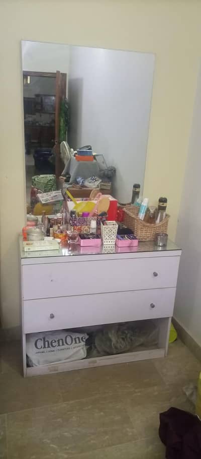 Normal size Bed with Mattress Dressing table With side Table For Sale