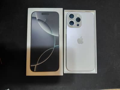 Iphone 16 pro max, 100% battery, silver white