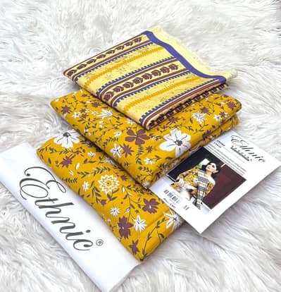 Ethnic Printed 3pc Doriya Linen Collection   Fabric Linen