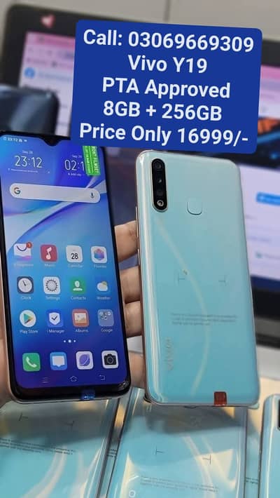 Vivo Y19 PTA Approved 8GB + 256GB With Box 10by10 With Warranty