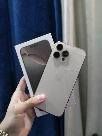 (iphone 16 pro max jv)(100%BH)(512gb)(back break)(125 cycle count)