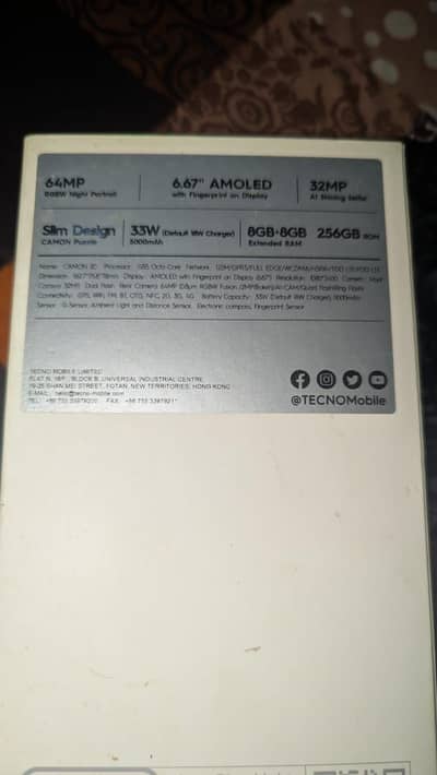 Tecno common 20 PTA approve vip 8+8 256