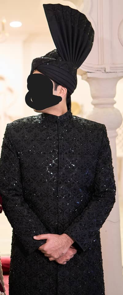 Sherwani with inner, kulla and khussa