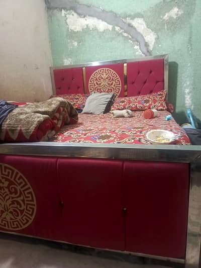 steel double bed for urgent sell without mattress h urgent sell krna h
