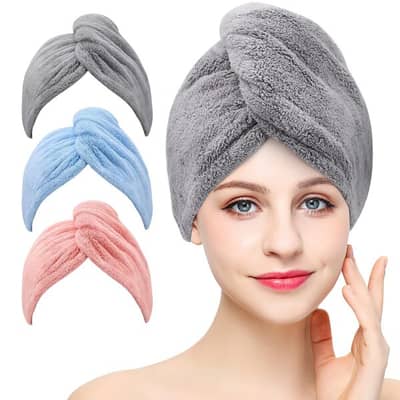 Quick Hair Dry Velvet Bath Towel Cap – Random Color